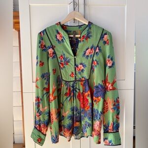 Anthropologie Lively Botanical Hummingbird Top